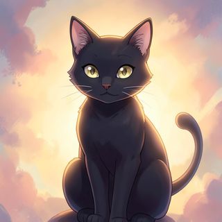 Playful black anime cat