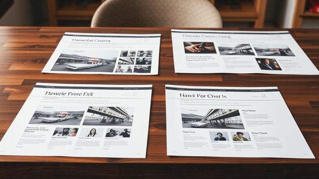 Printed website layouts spread on a table