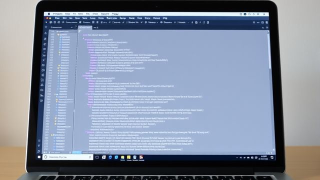 A text editor open on a laptop screen